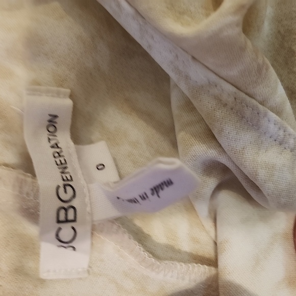 BCBGeneration Tan Cream Asymmetrical Ruffled Sheath Dress - Picture 6 of 9